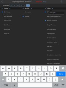 The logging interface on the iOS Logger, during add keyword.